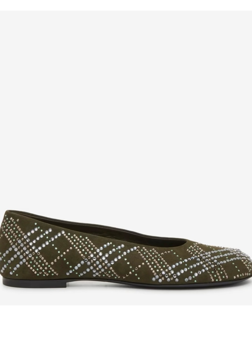 Burberry Olive Studded Plaid Inspired Women's Ballet Flats - Picture 6 of 13